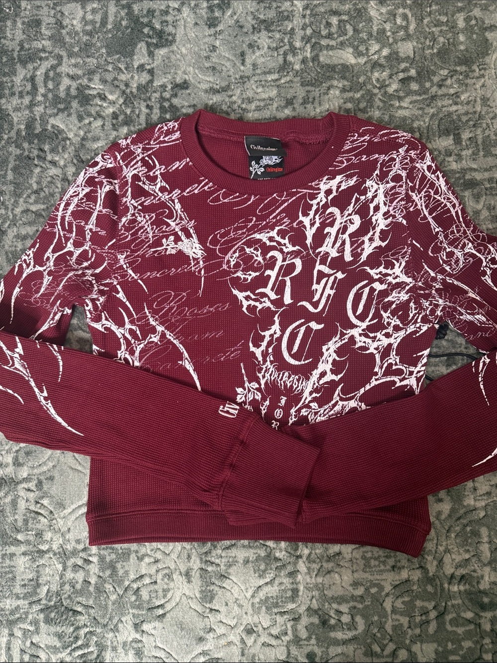 Civil Regime Reverse Curse Crop Waffle Thermal Long Sleeve NEW